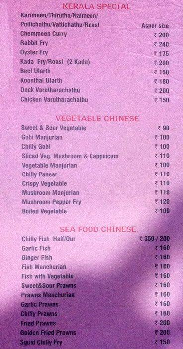 Cochin Restaurant menu
