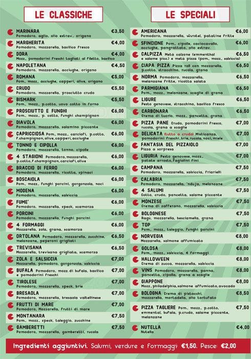 Menu di Ciapa Pizza 