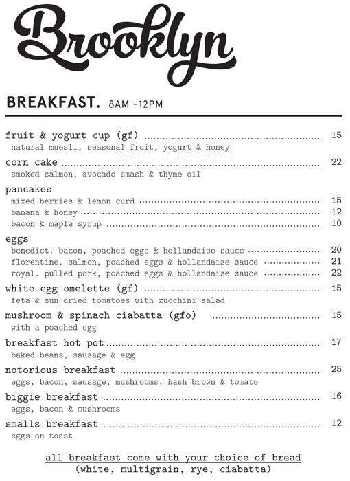 Brooklyn Lounge Menu, Menu de Brooklyn Lounge, Claremont, Perth