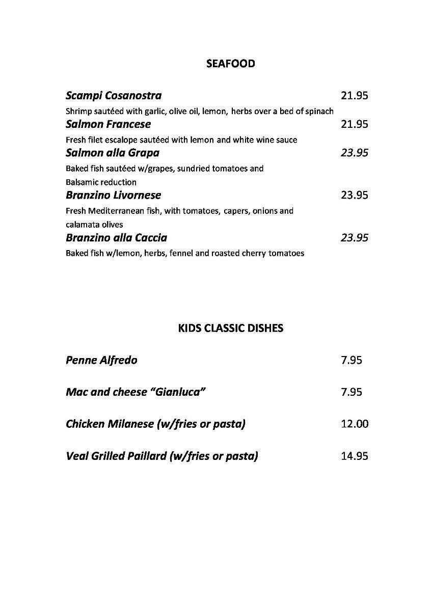 Menu at Cafe Prima Pasta, Miami Beach, 414 71st St