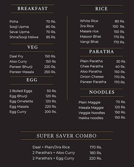 Menu of Dakaar, PuneSolapur Road, Pune