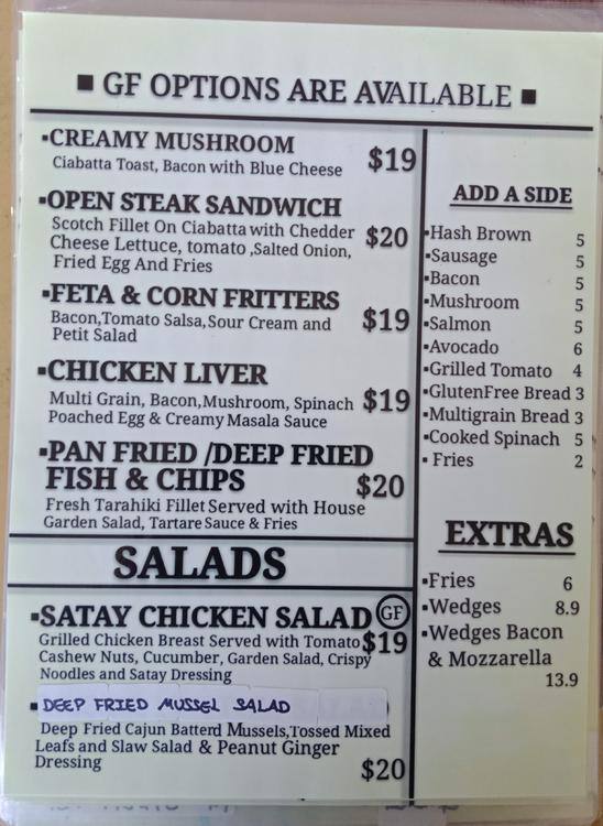 Menu At Kings Garden Cafe Auckland 118 Asquith Ave