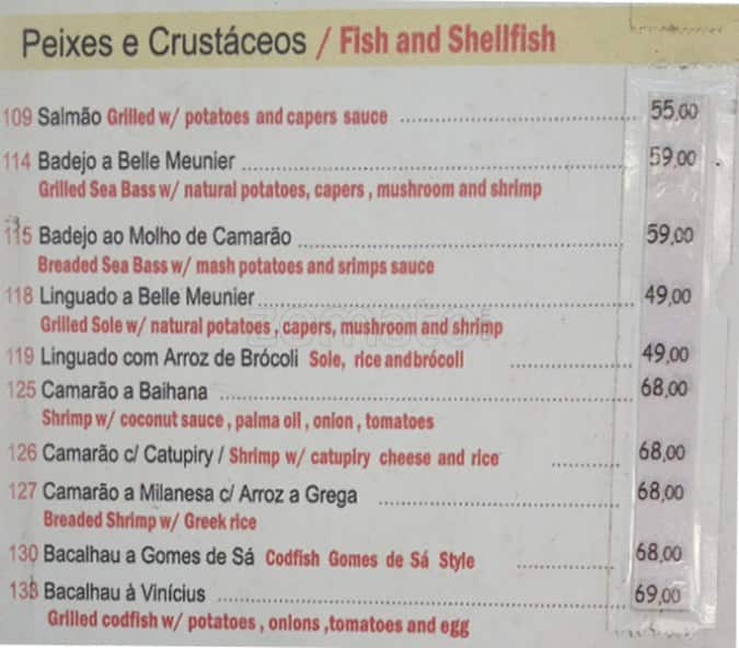 Vinícius cardápio