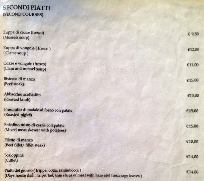 Menu de La Fraschetta