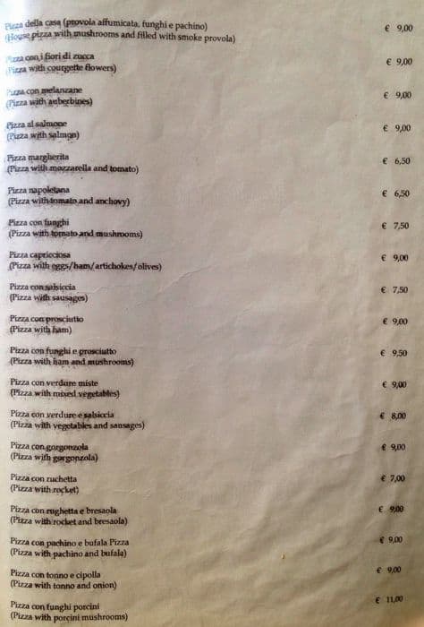 Menu de La Fraschetta