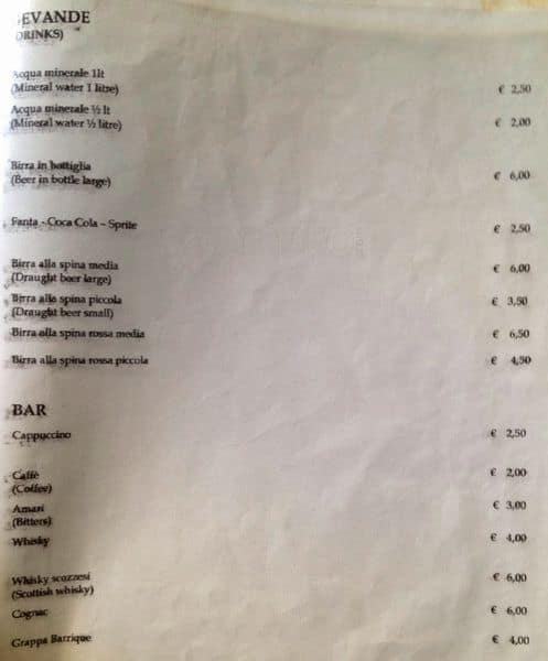 Menu de La Fraschetta