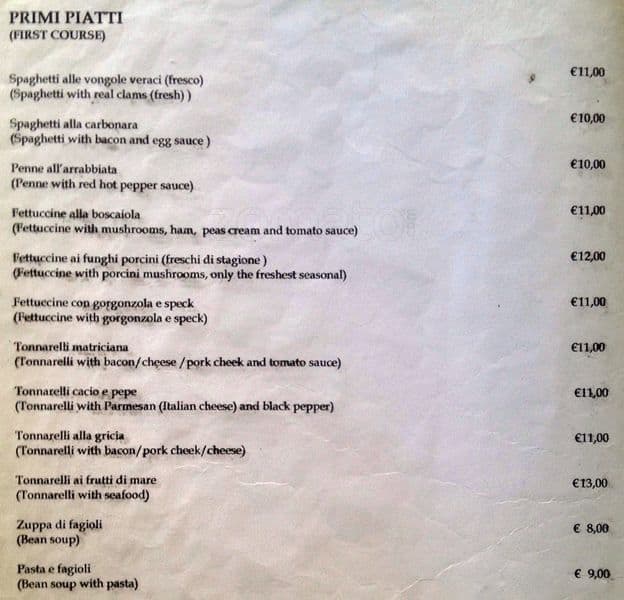 Menu de La Fraschetta