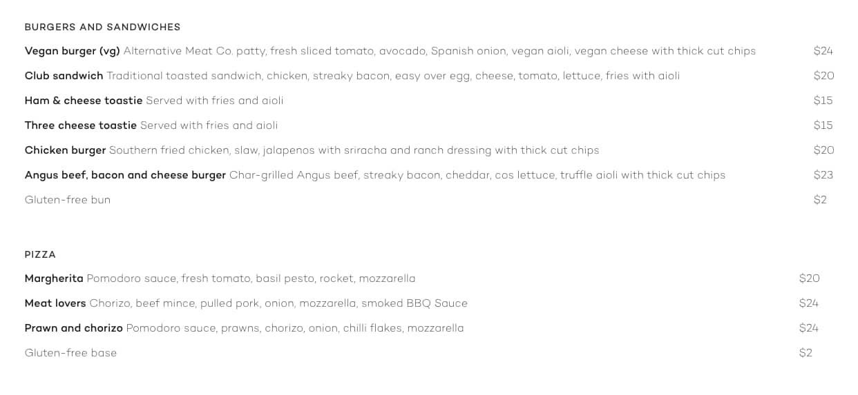 Menu at Ryan's On The Park Bar and Restaurant, Brisbane City, 130 ...