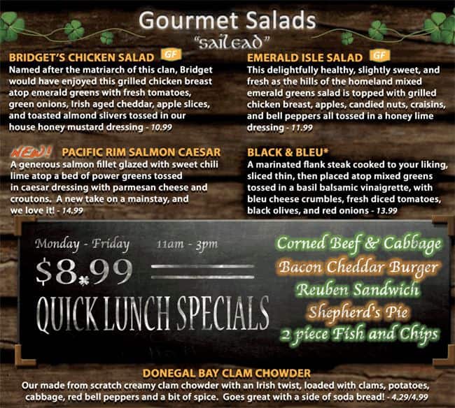 Shawn O'Donnell's Menu Urbanspoon/Zomato