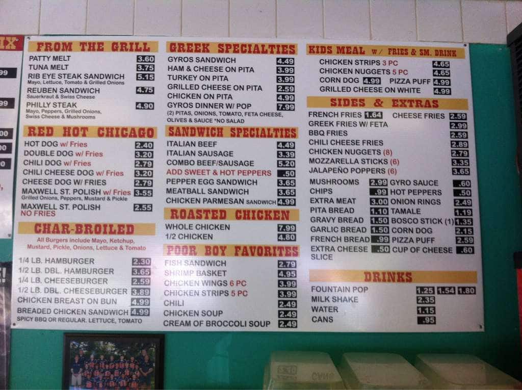 Menu at Poor Boy 2 fast food, Wheaton