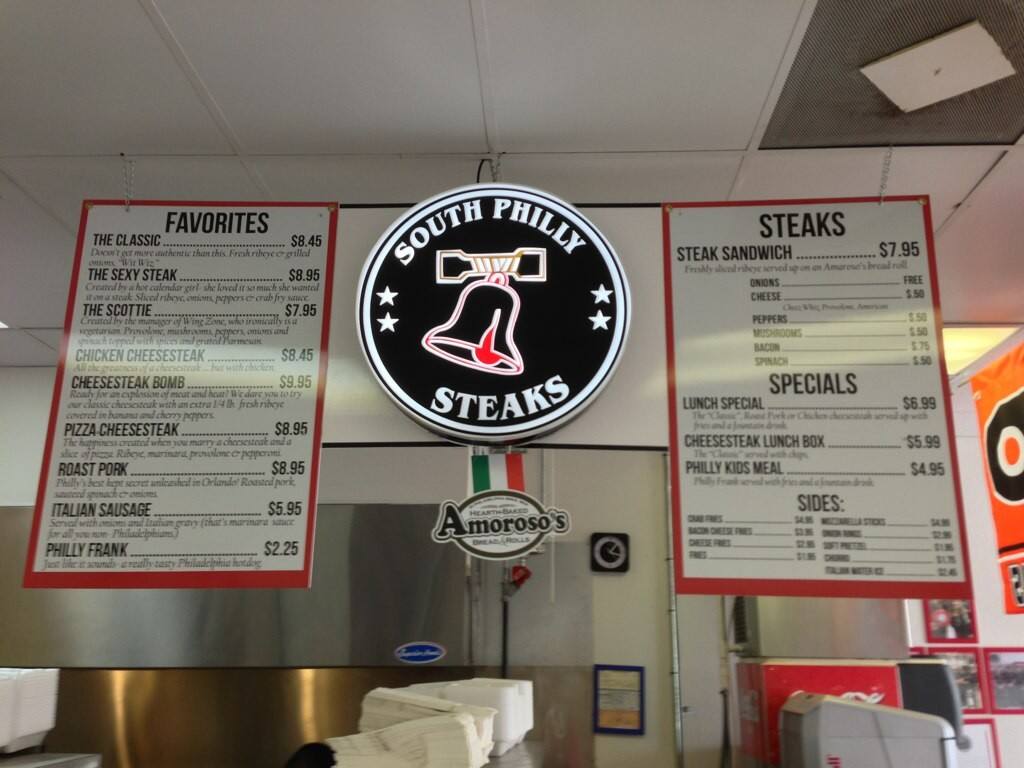 South Philly Steaks Menu, Menu for South Philly Steaks, UCF Area