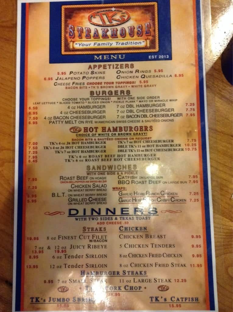 TK S Steakhouse Menu Menu For TK S Steakhouse Bartlesville   65075a36cd290e22bcbfc77f3e98e04e 