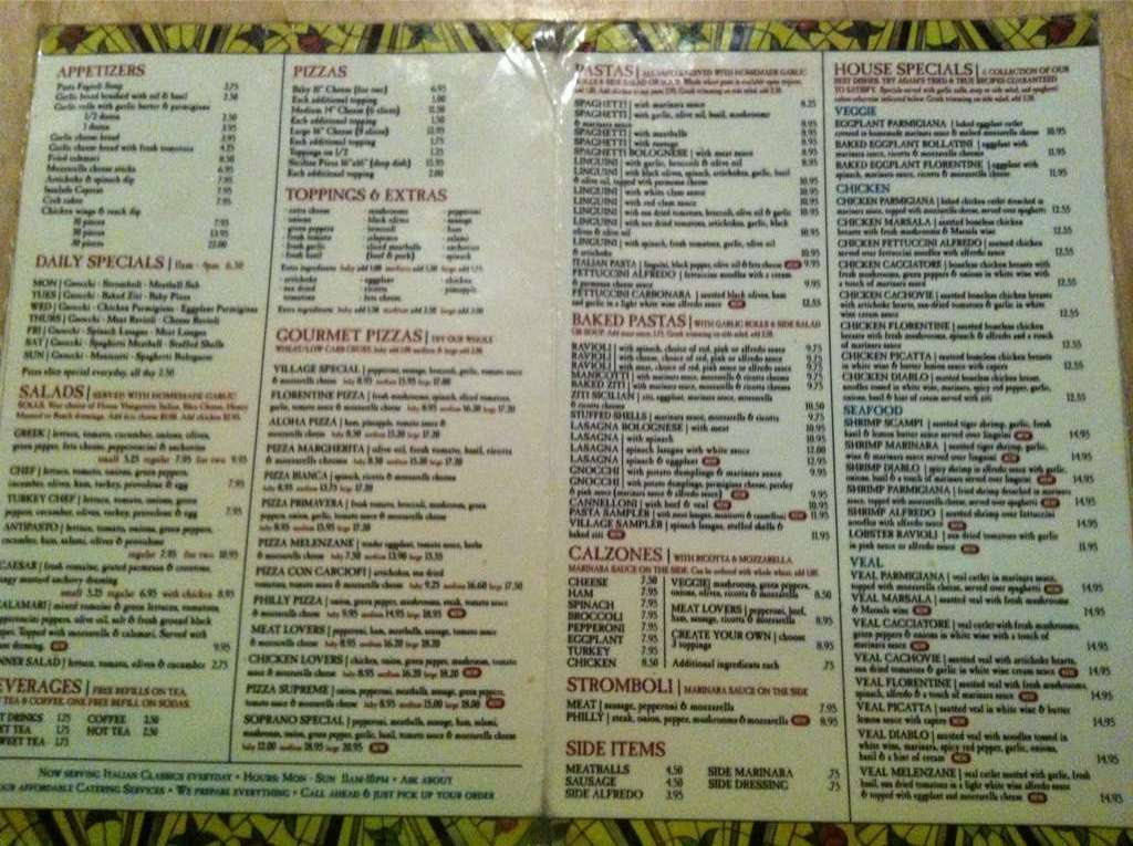 Village Pizza & Pasta menu Urbanspoon/Zomato