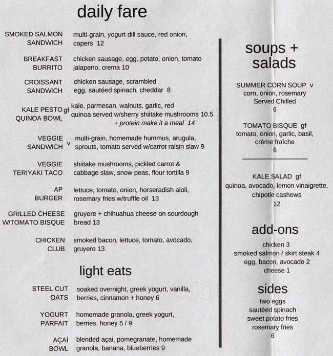 AP Cafe Menu, Menu for AP Cafe, Bushwick, New York City Urbanspoon/Zomato