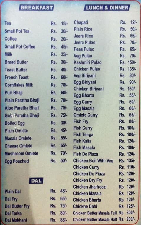 Vrinda's Restaurant Menu, Menu for Vrinda's Restaurant, Kala Pahar ...