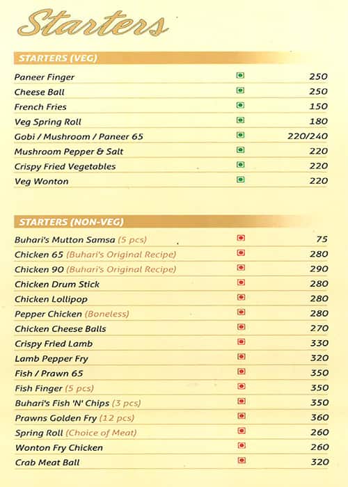 Buhari menu