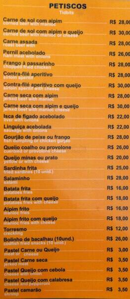 Boteco Benfica cardápio