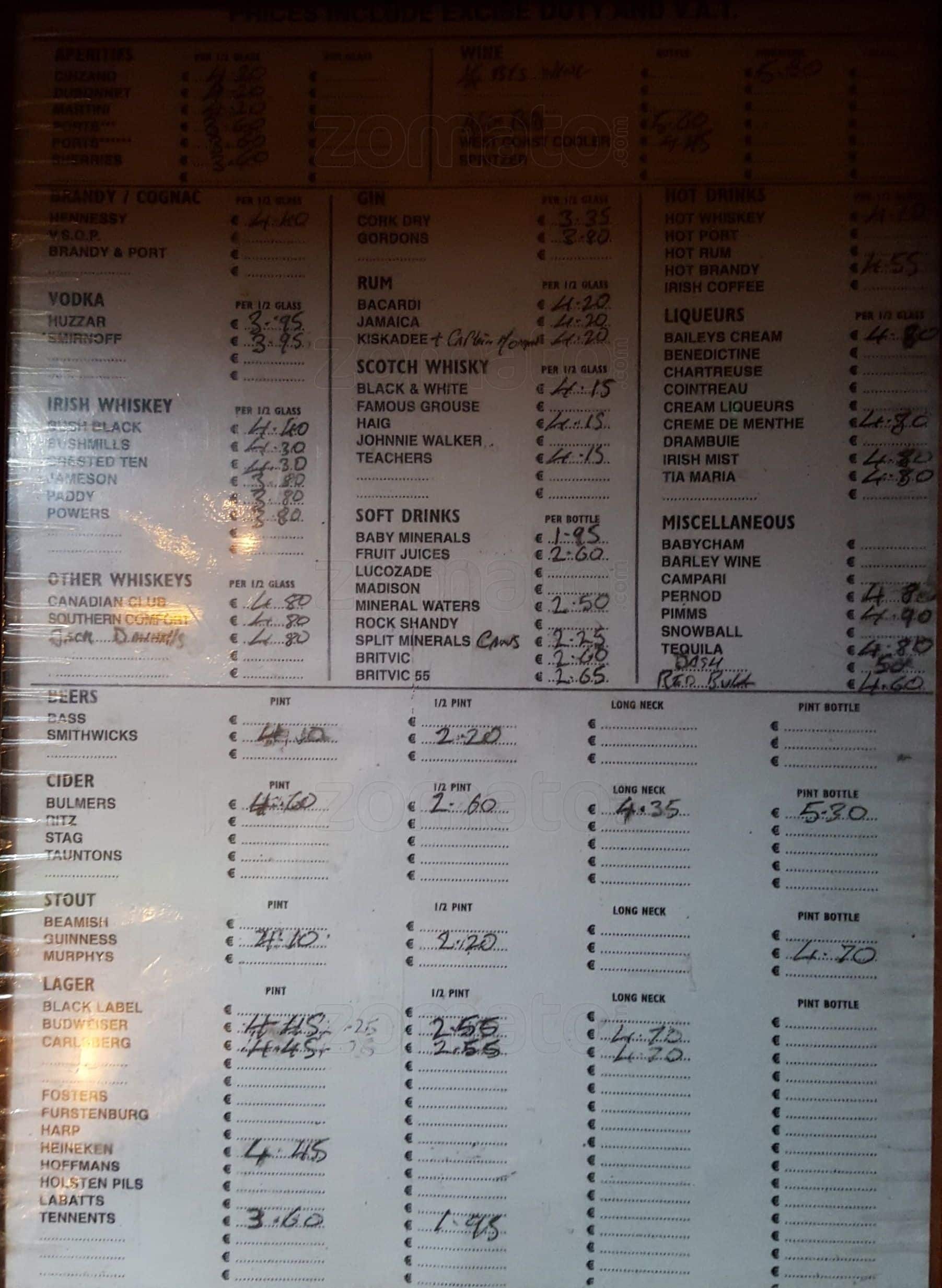 The Yacht Bar Menu, Menu for The Yacht Bar, Skerries, Dublin Zomato