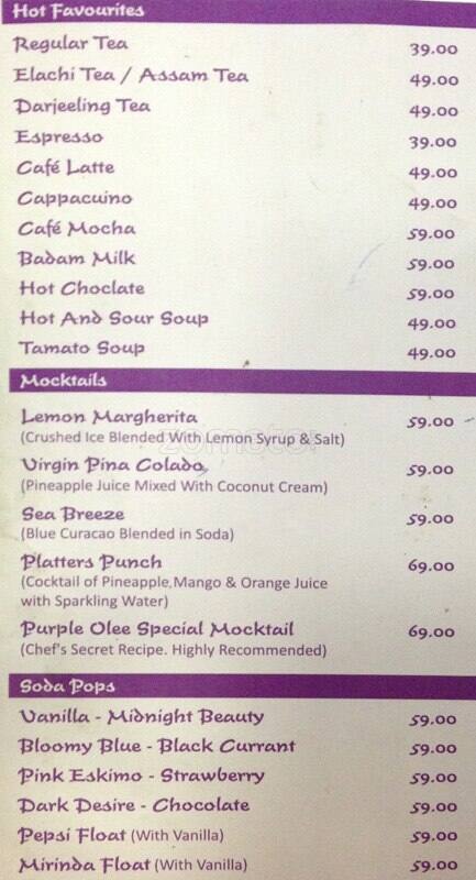 Purple Cafe menu