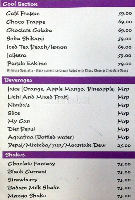 Purple Cafe menu