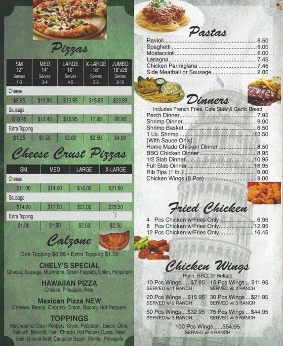 Chely's Pizza Menu, Menu for Chely's Pizza, Cicero, Chicago ...