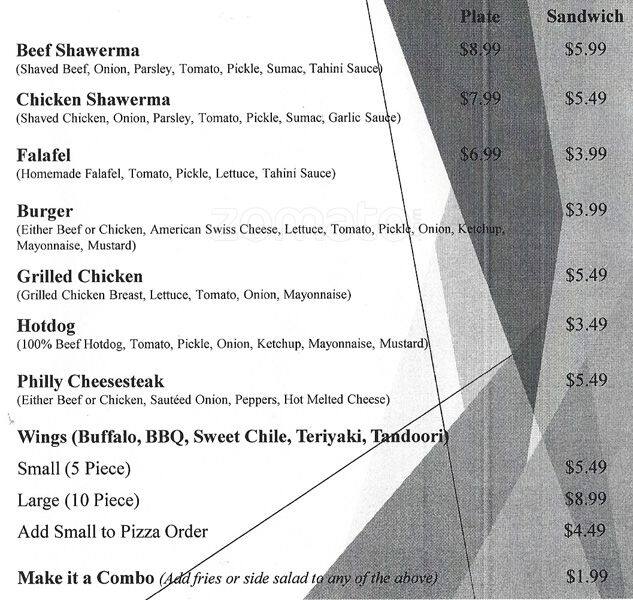 Menu at Royal Halal Meats, Plano