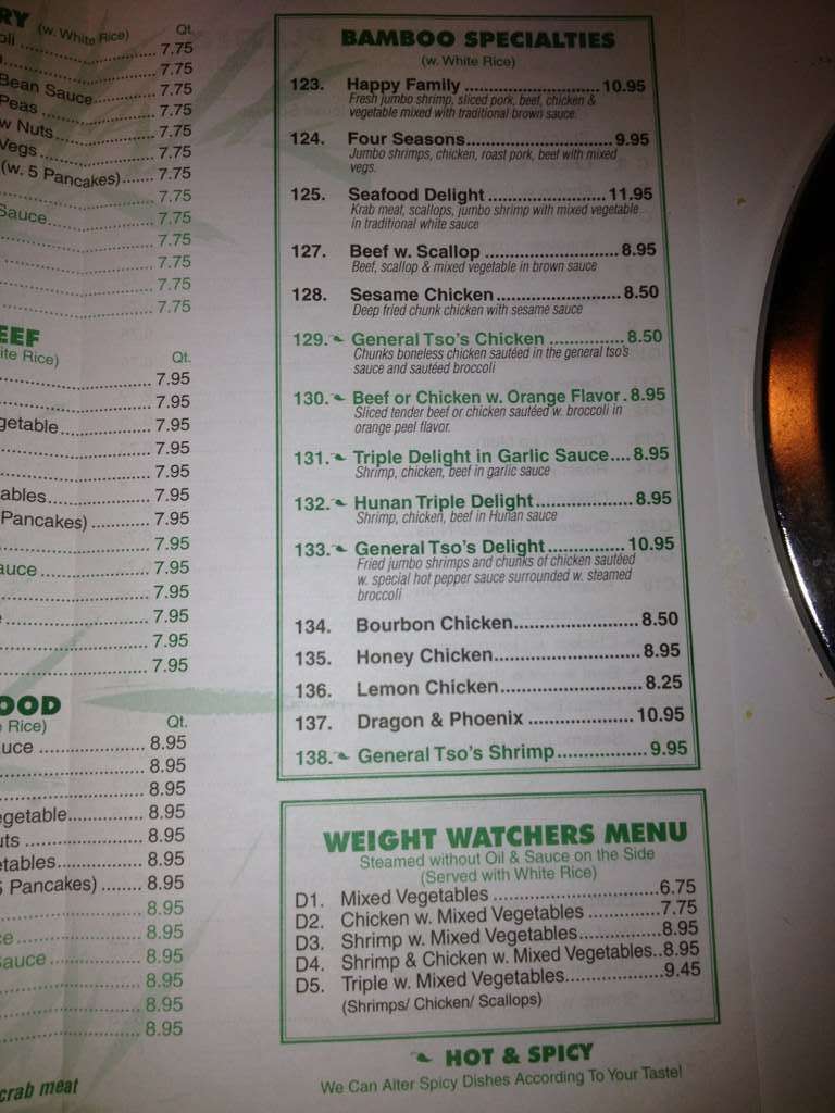 Menu at Bamboo Express restaurant, Jacksonville, San Jose Blvd W 2365
