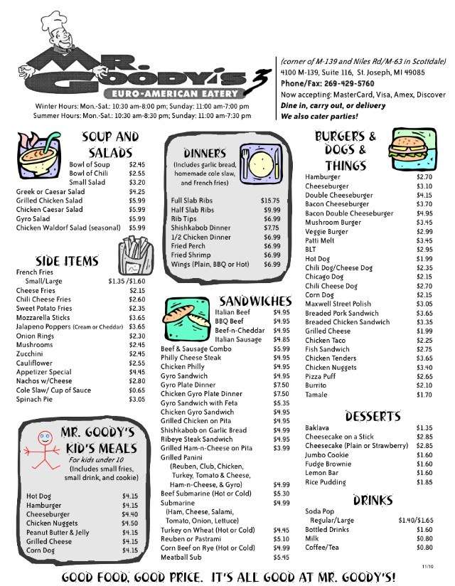 Mr Goody's Menu,Menú para Mr Goody's, St Joseph, St Joseph Urbanspoon