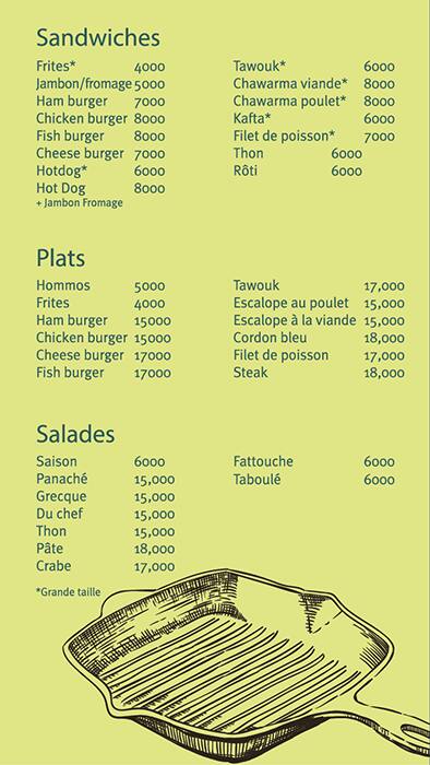 Cocktail menu