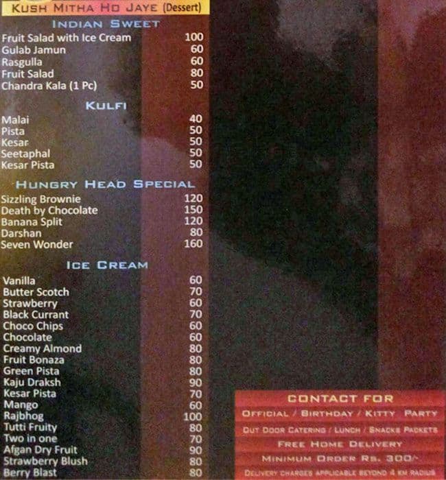 Hungry Head menu