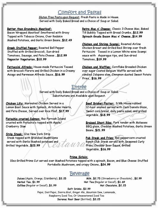 Menu at Hilltop Restaurant & Bar, Lockport