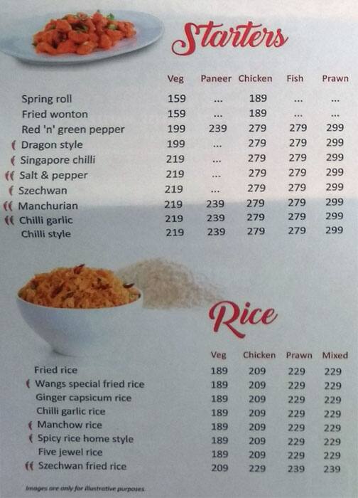 Wangs Kitchen Menu Menu For Wangs Kitchen Alagapuram Pudur Salem