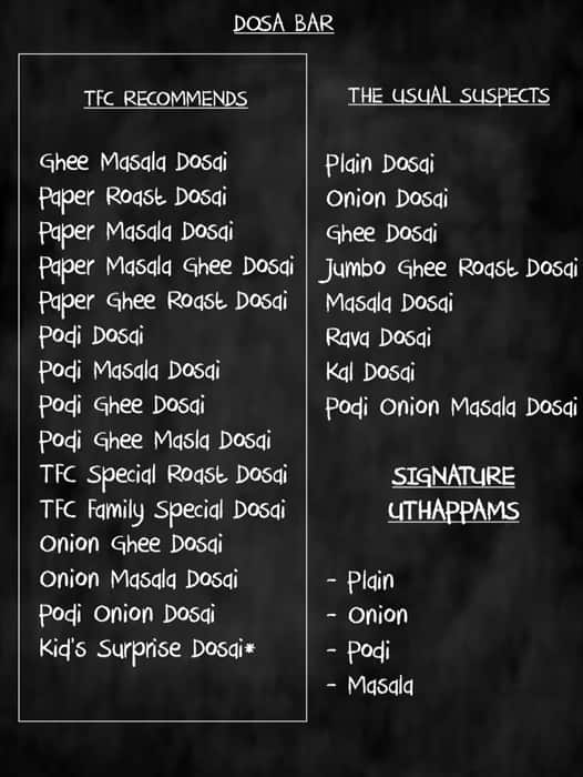 Menu of The Filter Coffee, Indiranagar, Bangalore