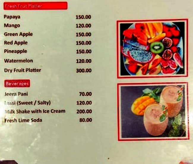 ANGAN BAR CUM RESTAURANT menu