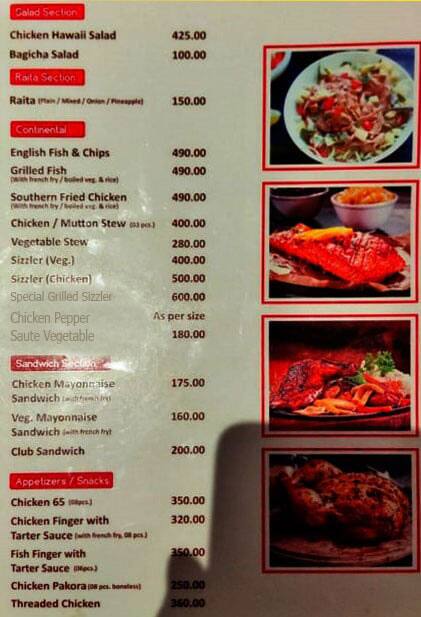 ANGAN BAR CUM RESTAURANT menu