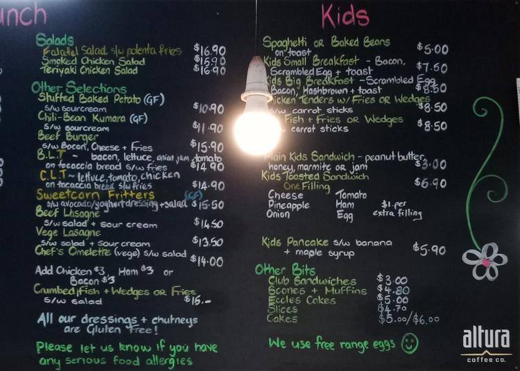 Menu at Kings Garden Cafe Takapuna, Auckland