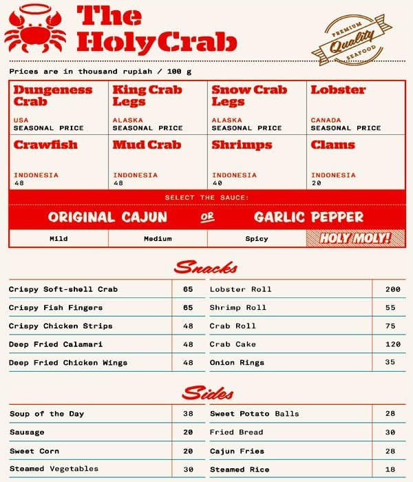 Daftar Harga Holy Crab