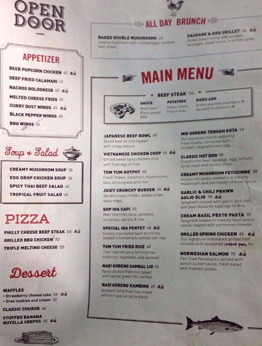 Open Door Menu, Menu untuk Open Door, Tanjung Duren, Jakarta Zomato Indonesia