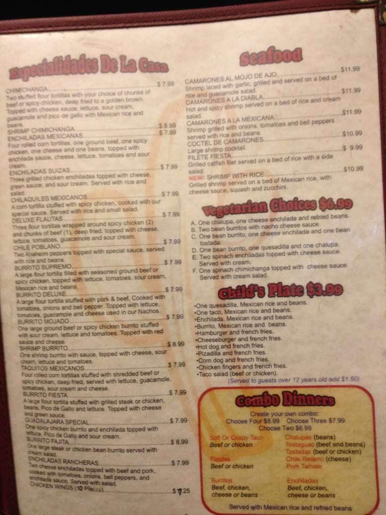 Casa Fiesta Menu, Menu for Casa Fiesta, Gardendale, Birmingham