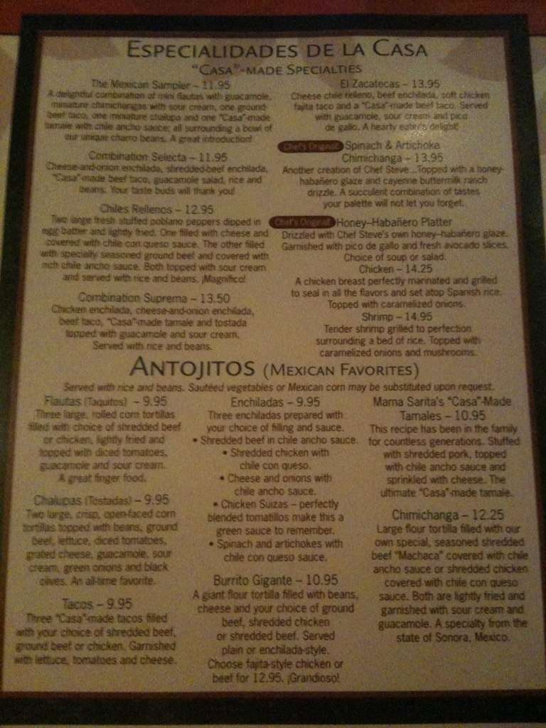 Casa Garcia Mexican Restaurant Menu Urbanspoon/Zomato