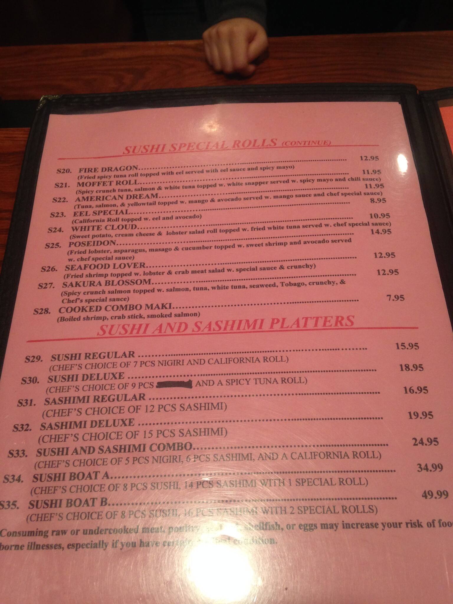 Menu at Sakura Sushi & Hibachi restaurant, Semmes