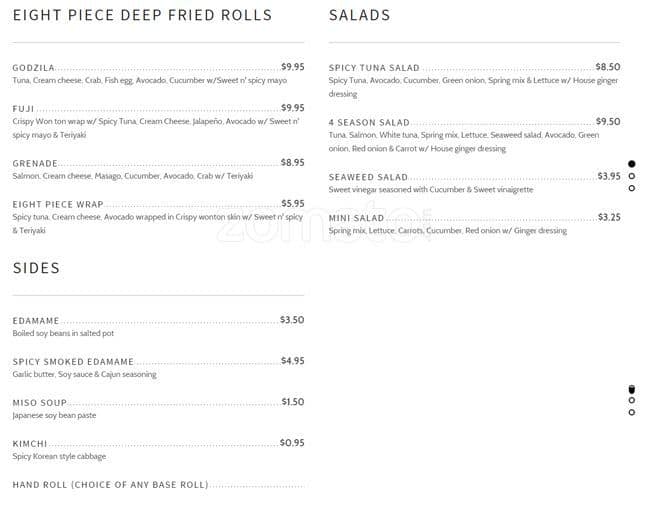 Eight Piece Menu, Menu for Eight Piece, Lake Zurich, Chicago