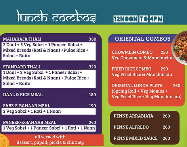 Meera's Bistro 2.0 menu