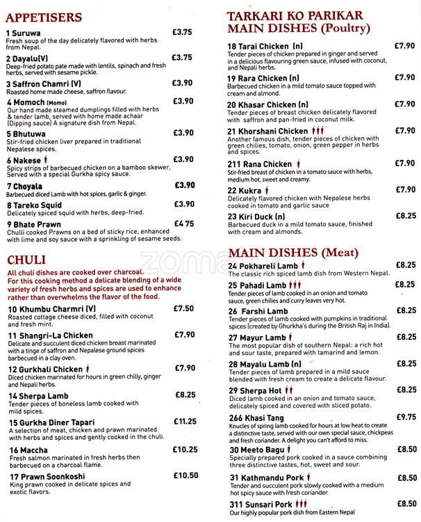 Gurkhas Diner Menu, Menu for Gurkhas Diner, Balham, London Zomato UK