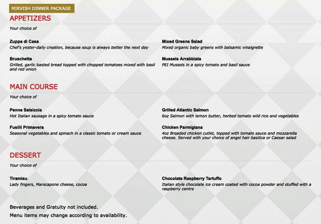 Menu de Kit Kat Italian Bar