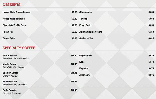 Menu de Kit Kat Italian Bar