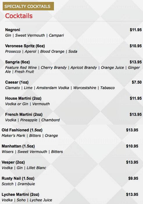 Menu de Kit Kat Italian Bar