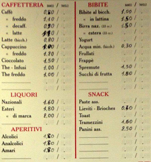 Menu di Jolly Bar 
