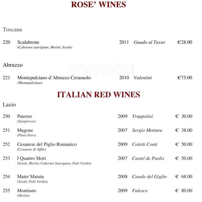 Menu di Viva Voce 