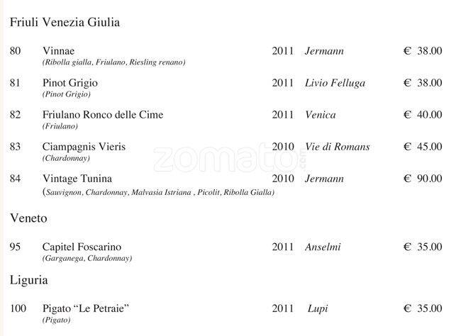 Menu di Viva Voce 